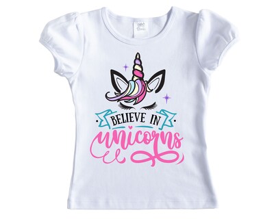 Believe in Unicorns Girls Shirt - Short Sleeves - Long Sleeves - image1